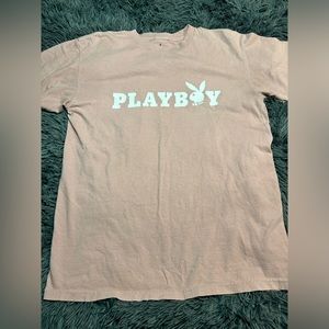 Playboy Bunny Graphic ‎ Printed Tee Shirt Pink Spelled Out Size Men Casual